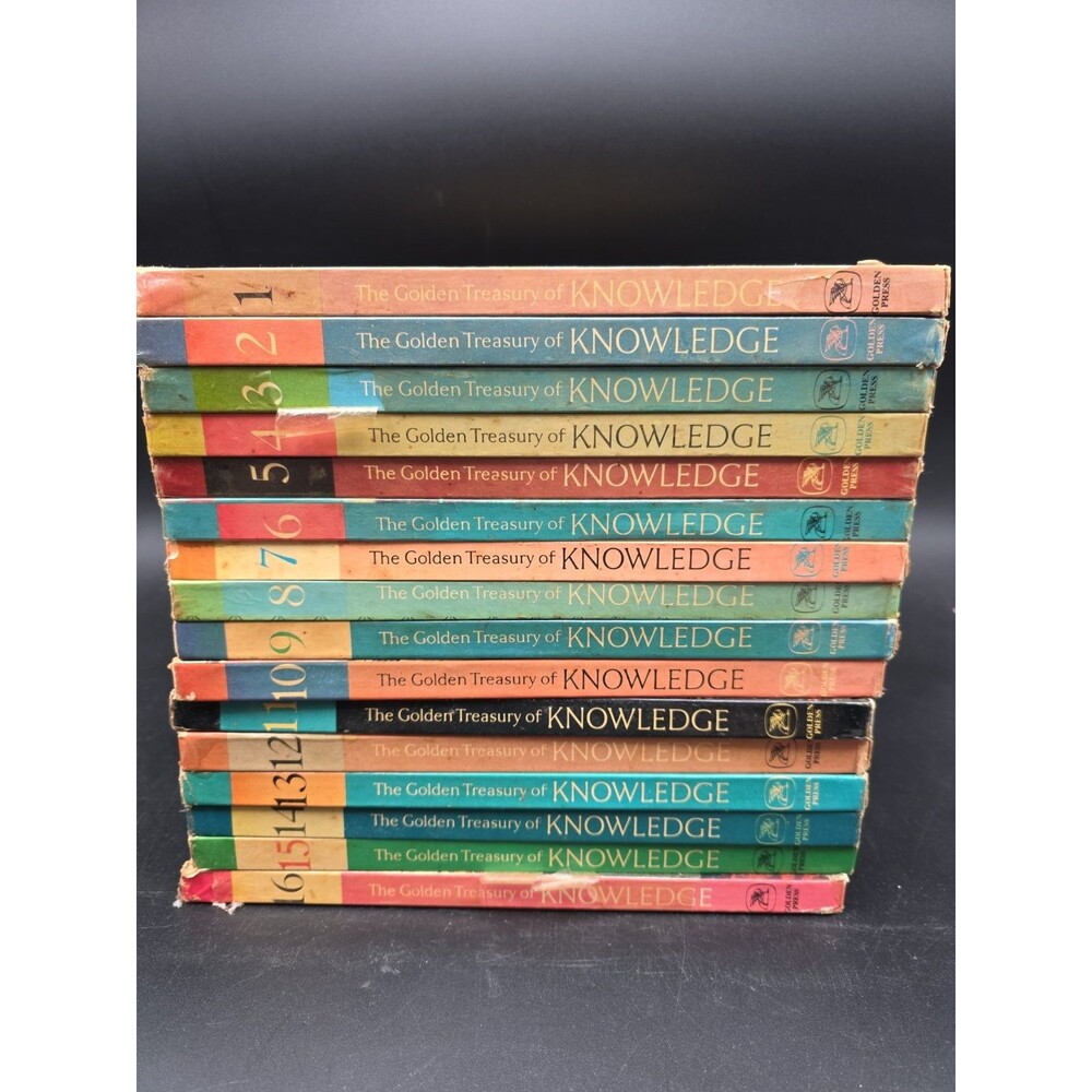The Golden Treasury Of Knowledge 1961 Complete Book Set 1-16 Vintage Hardcover